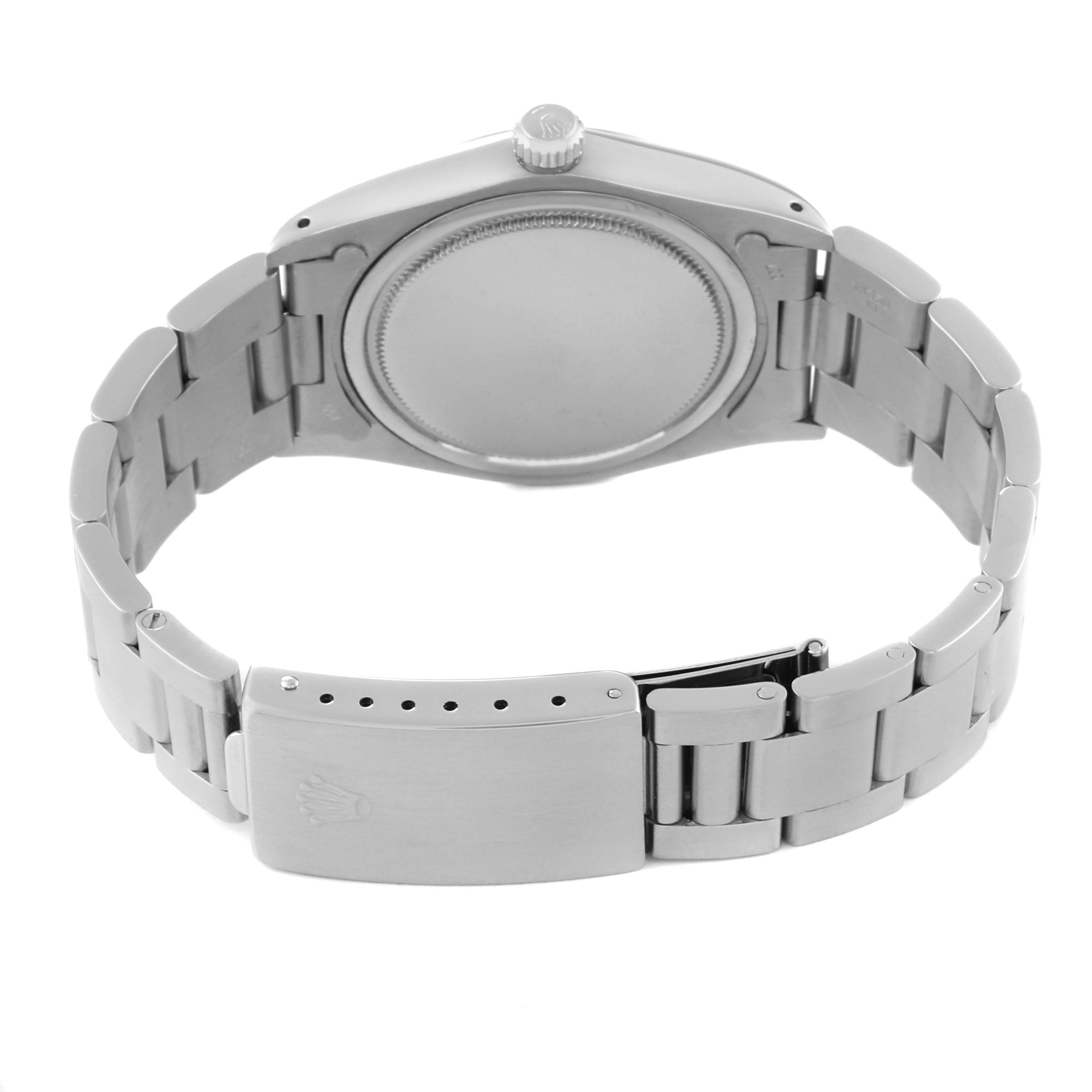 The image shows the back case and bracelet of a Rolex Vintage Collection 6694 Men's Stainless Steel Silver Dial 6694 Men's Stainless Steel Silver Dial watch from a rear angle.