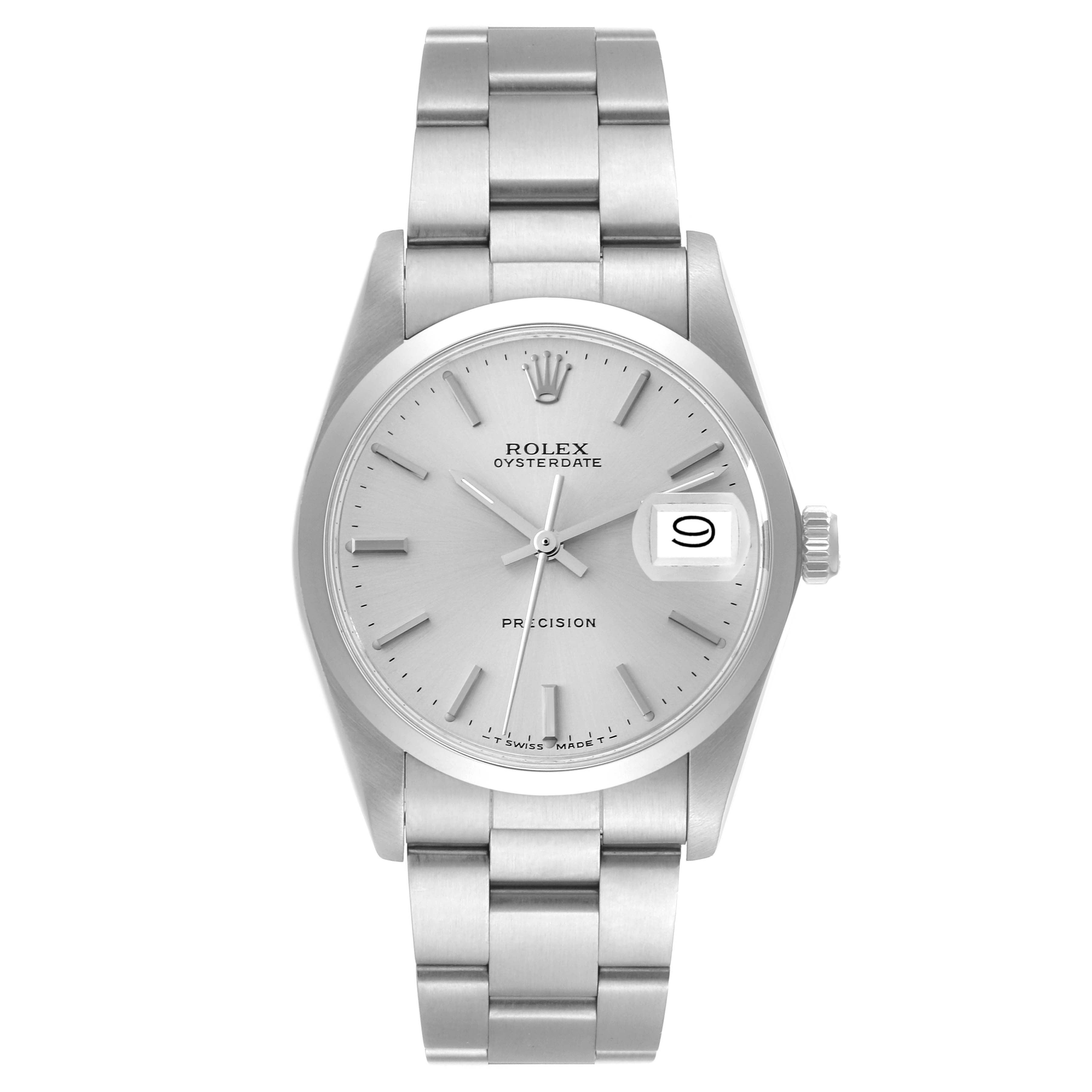 The Rolex Vintage Collection 6694 Men's Stainless Steel Silver Dial 6694 Men's Stainless Steel Silver Dial model watch is shown from a front-facing angle, displaying its dial, date window, and bracelet.