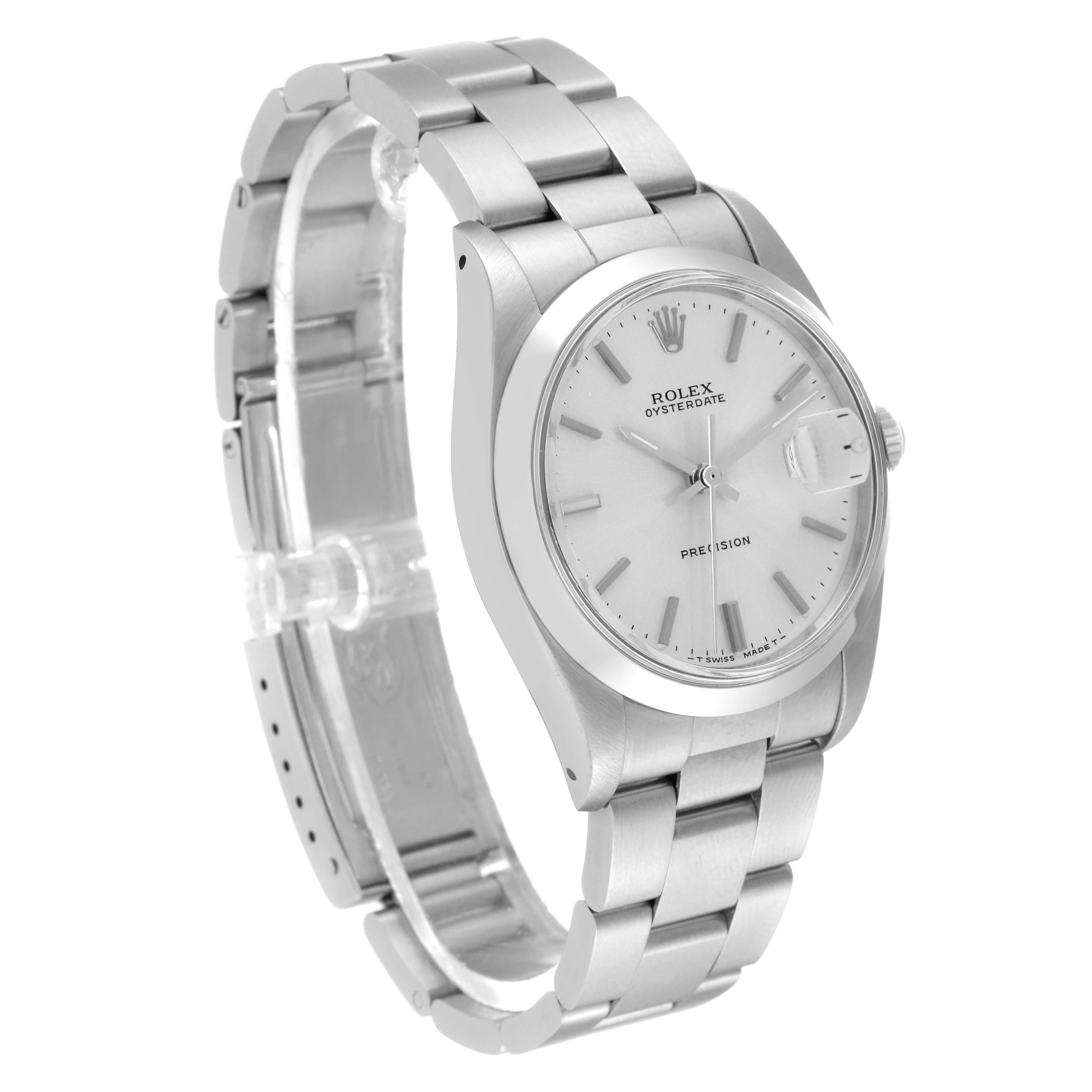 The Rolex Vintage Collection 6694 Men's Stainless Steel Silver Dial 6694 Men's Stainless Steel Silver Dial watch is shown at a 3/4 angle, highlighting the dial, case, and metal bracelet.