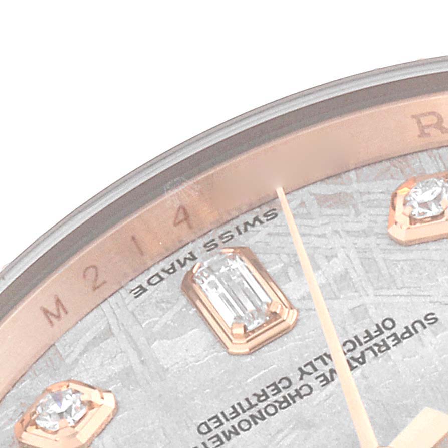 The image shows a close-up of the dial and the markings on the edge of a Rolex President 118235 Men's Rose Gold Silver Dial 118235 Men's Rose Gold Silver Dial watch.