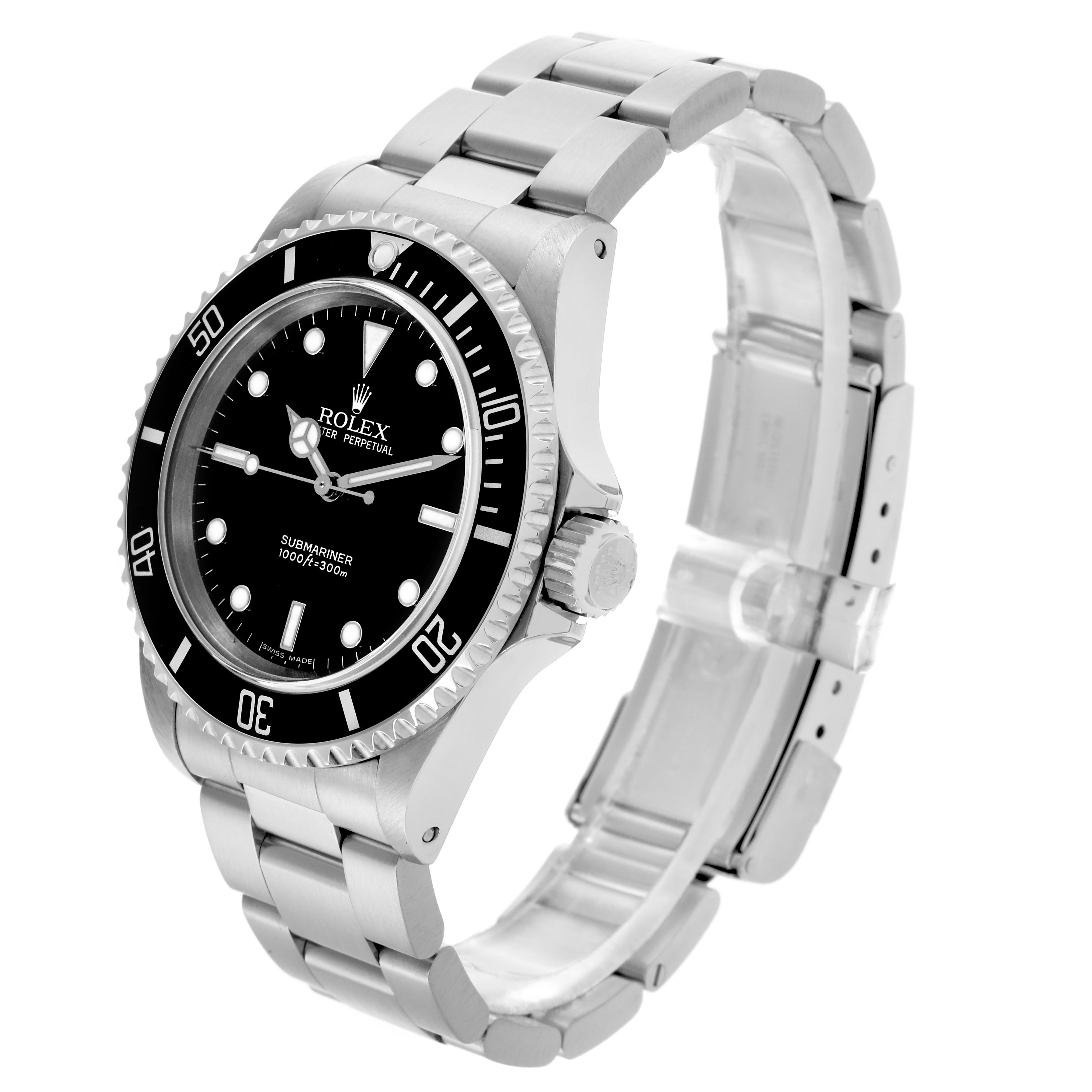 The Rolex Submariner 14060 Men's Stainless Steel Black Dial 14060 Men's Stainless Steel Black Dial is shown at a three-quarter angle, displaying the face, bezel, crown, and bracelet.