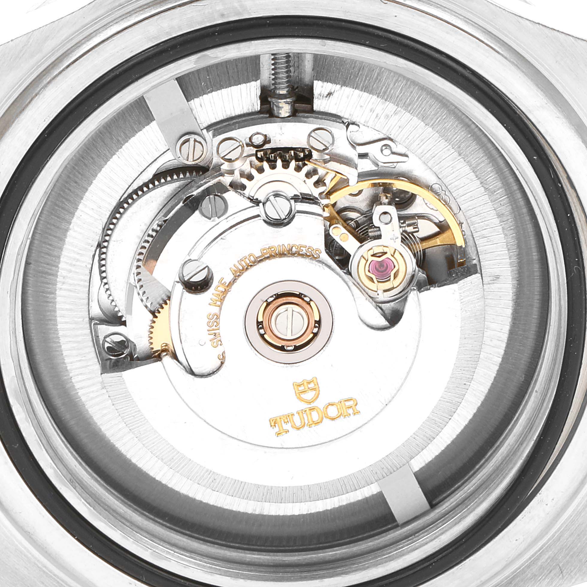 This image shows the intricate inner mechanics of the Tudor Prince watch model from a close-up angle.