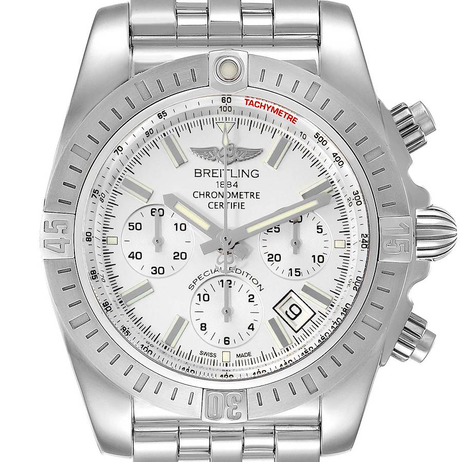 Breitling Chronomat 44 Airbourne Silver Dial Steel Mens Watch AB0115 Box Papers SwissWatchExpo