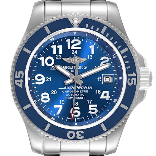 Photo of Breitling Superocean II Blue Dial Steel Mens Watch A17365 Box Papers