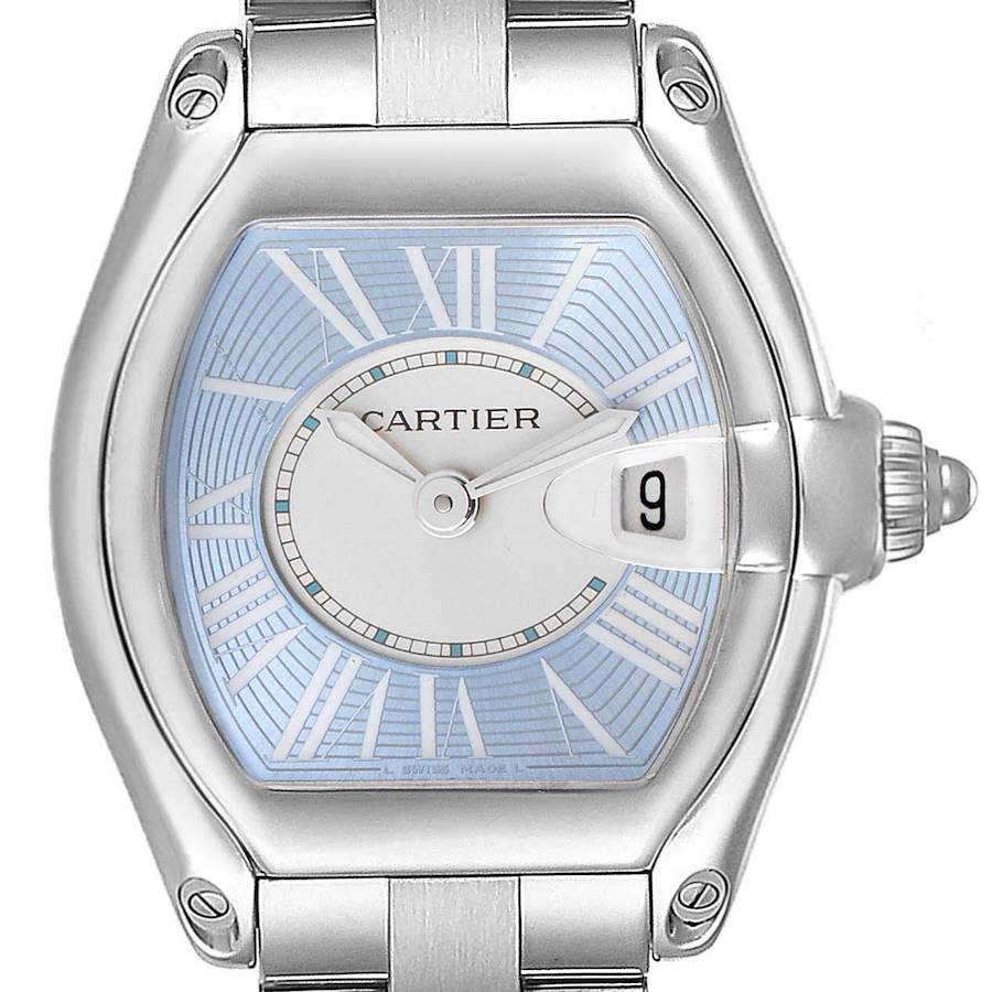 Cartier Roadster Blue and White Dial Steel Ladies Watch W62053V3 SwissWatchExpo