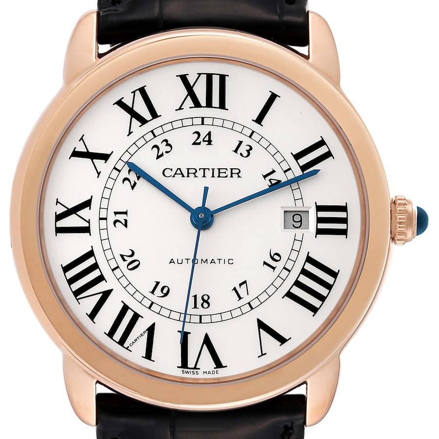 Cartier Ronde Solo XL Automatic Rose Gold Steel Mens Watch W6701009 SwissWatchExpo