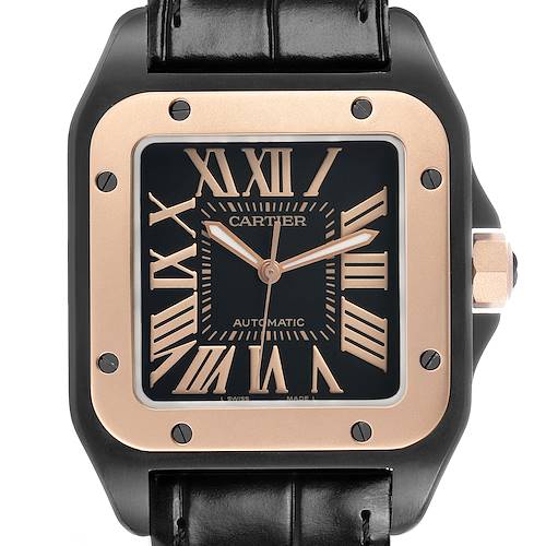 Photo of Cartier Santos 100 PVD Steel Rose Gold Mens Watch W2020007