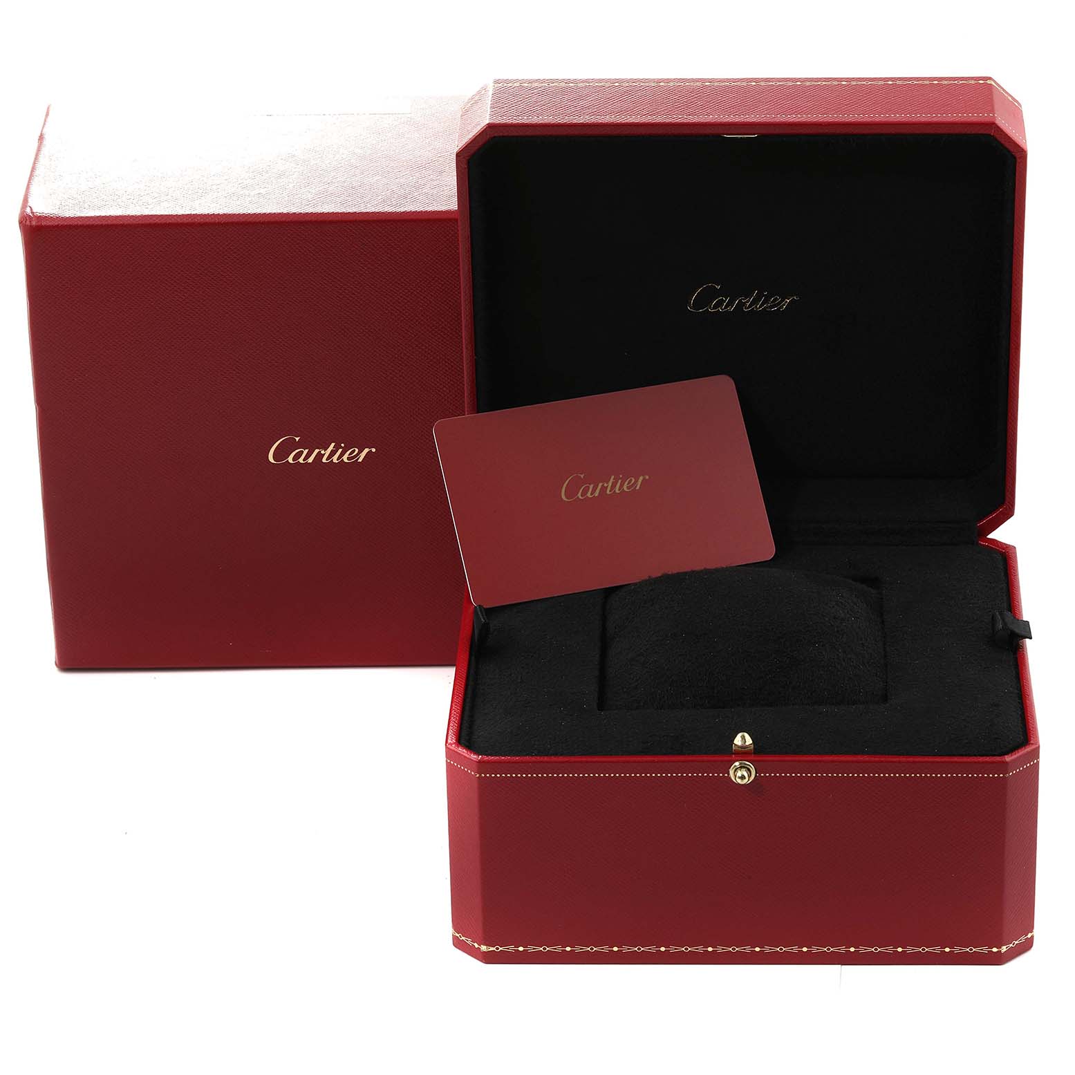 The image shows the watch box and a warranty card for the Cartier Tank Francaise W4TA0008 Women
s Stainless Steel Silver Dial W4TA0008 Women
s Stainless Steel Silver Dial model.