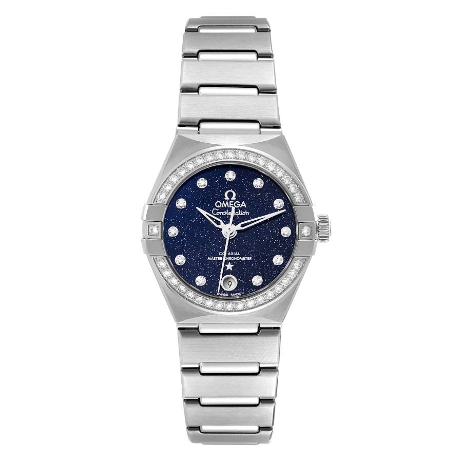 NEW Ladies Omega (Unworn) Stainless Steel Omega Constellation 18K White Gold Black Dial Ladies Watch  main image 4