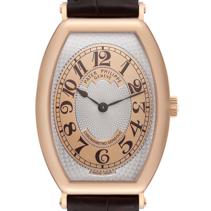 Patek Philippe Gondolo Rose Gold Brown Strap Mens Watch 5098 Box Papers SwissWatchExpo