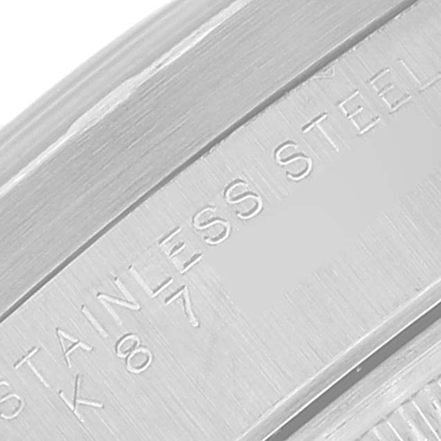 The image shows a close-up of the stainless steel engraving on the back casing of a Rolex Air-King 14010 Men's Stainless Steel Blue Dial 14010 Men's Stainless Steel Blue Dial watch.