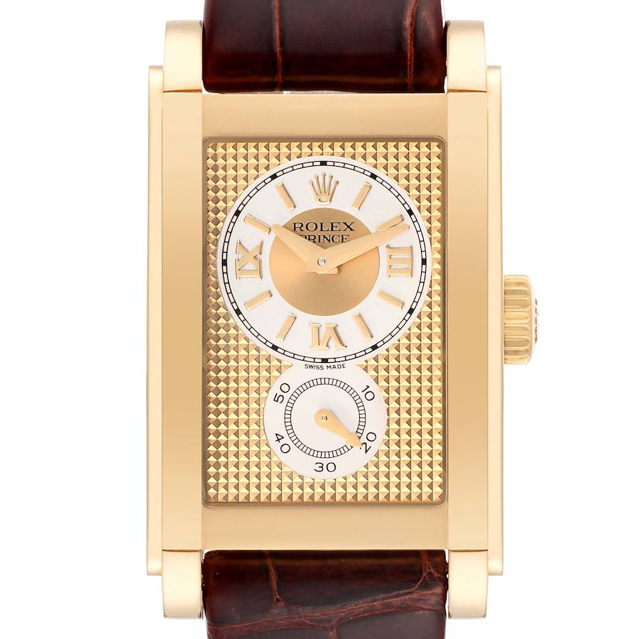 Rolex Cellini Prince Yellow Gold Champagne Roman Dial Mens Watch 5440 Box Card SwissWatchExpo