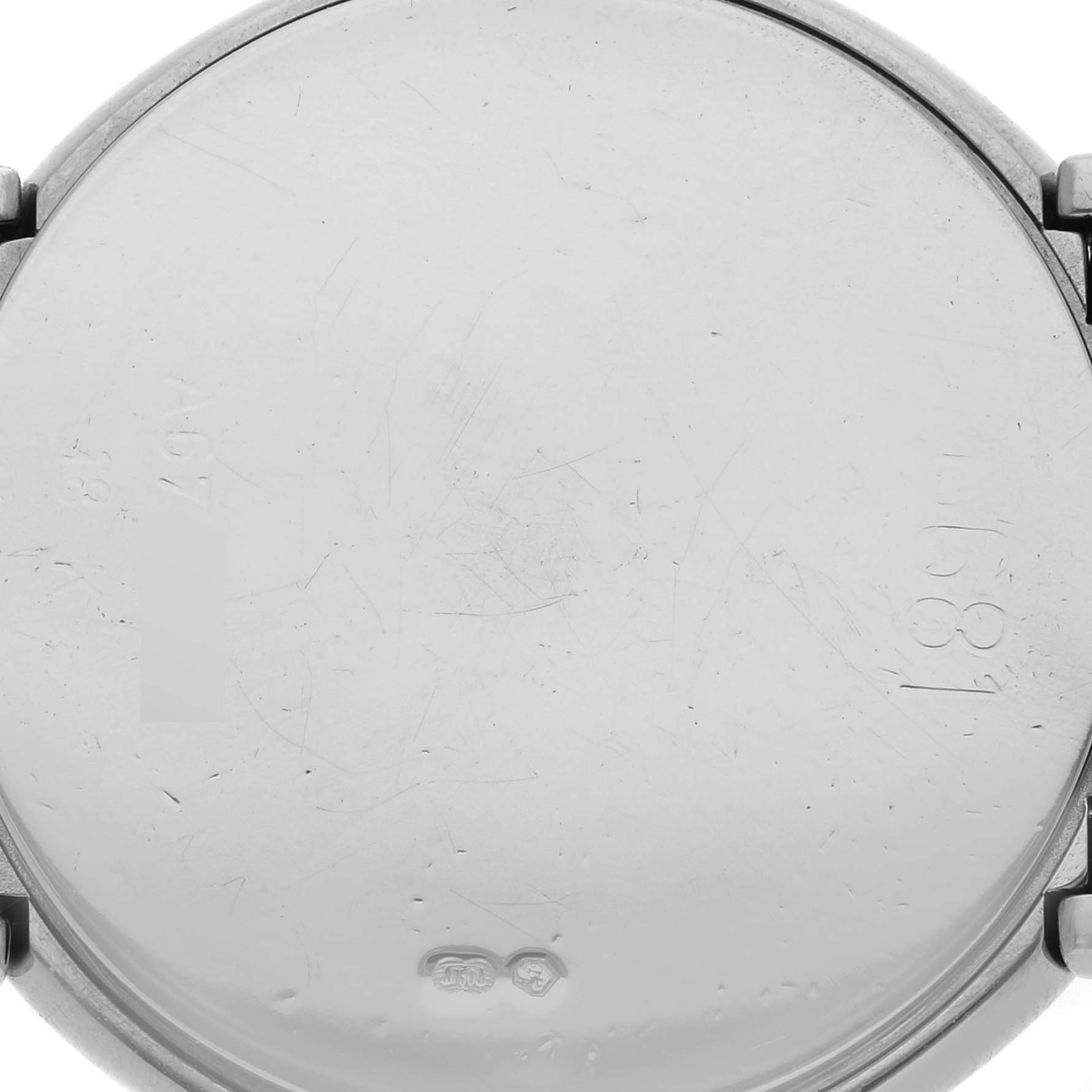 The image shows the back casing of a Rolex Cellini 6681 Women's White Gold White Dial 6681 Women's White Gold White Dial watch from a directly overhead angle.