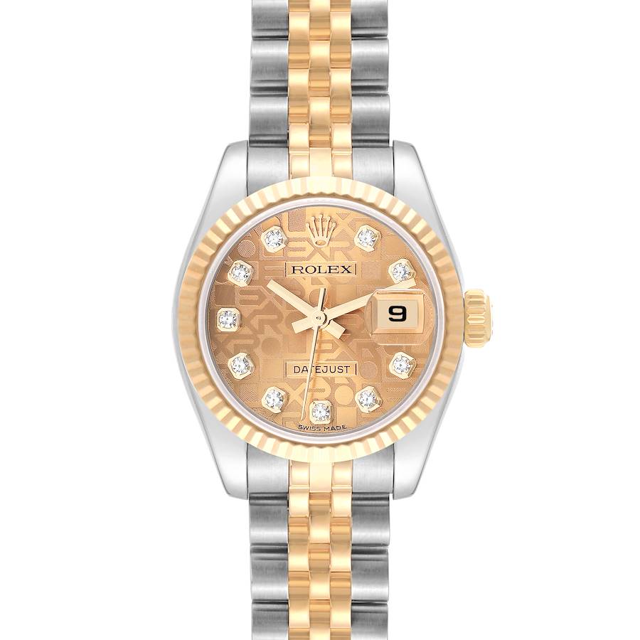Rolex Datejust Diamond Anniversary Dial Steel Yellow Gold Ladies Watch 179173 SwissWatchExpo