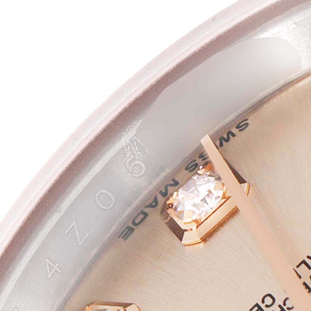 The image shows a close-up of a Rolex Datejust 179171 Women's Steel and Gold (two tone) Pink Dial 179171 Women's Steel and Gold (two tone) Pink Dial watch dial, highlighting a single hour marker and part of the "SWISS MADE" text.