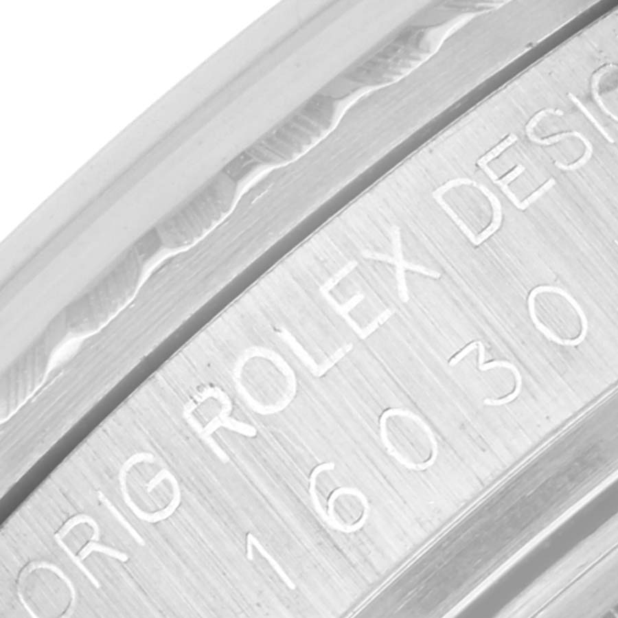 This close-up image shows the engraved bezel of the Vintage Collection model by Rolex.
