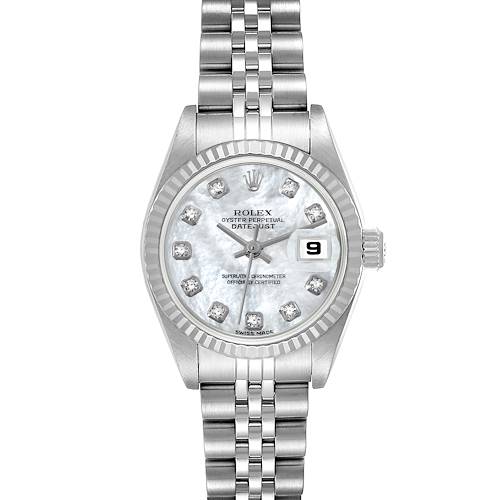 Photo of Rolex Datejust Steel White Gold Mother of Pearl Diamond Dial Ladies Watch 79174