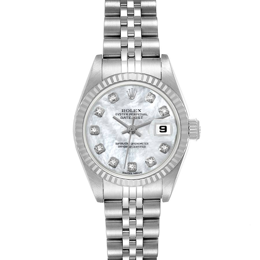 Rolex Datejust Steel White Gold Mother of Pearl Diamond Dial Ladies Watch 79174 SwissWatchExpo