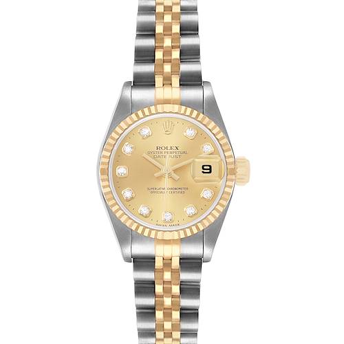 Photo of Rolex Datejust Steel Yellow Gold Champagne Diamond Dial Ladies Watch 79173