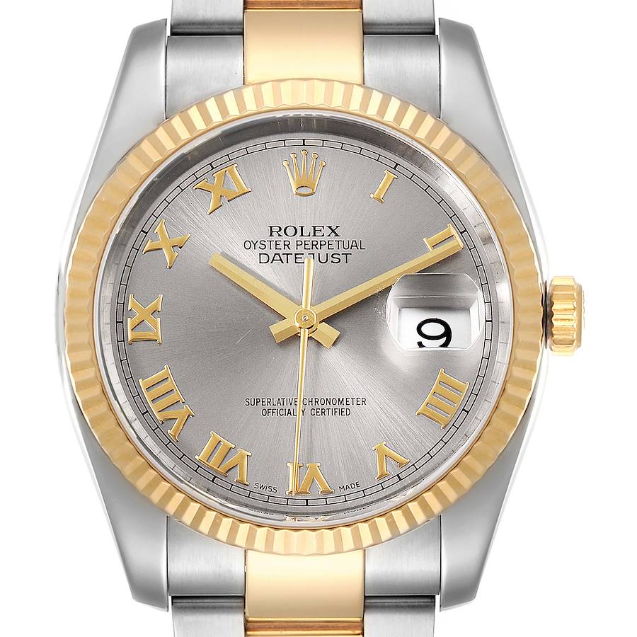 NOT FOLE Sale Rolex Datejust Steel Yellow Gold Slate Roman Dial Mens Watch 116233 partial payment SwissWatchExpo