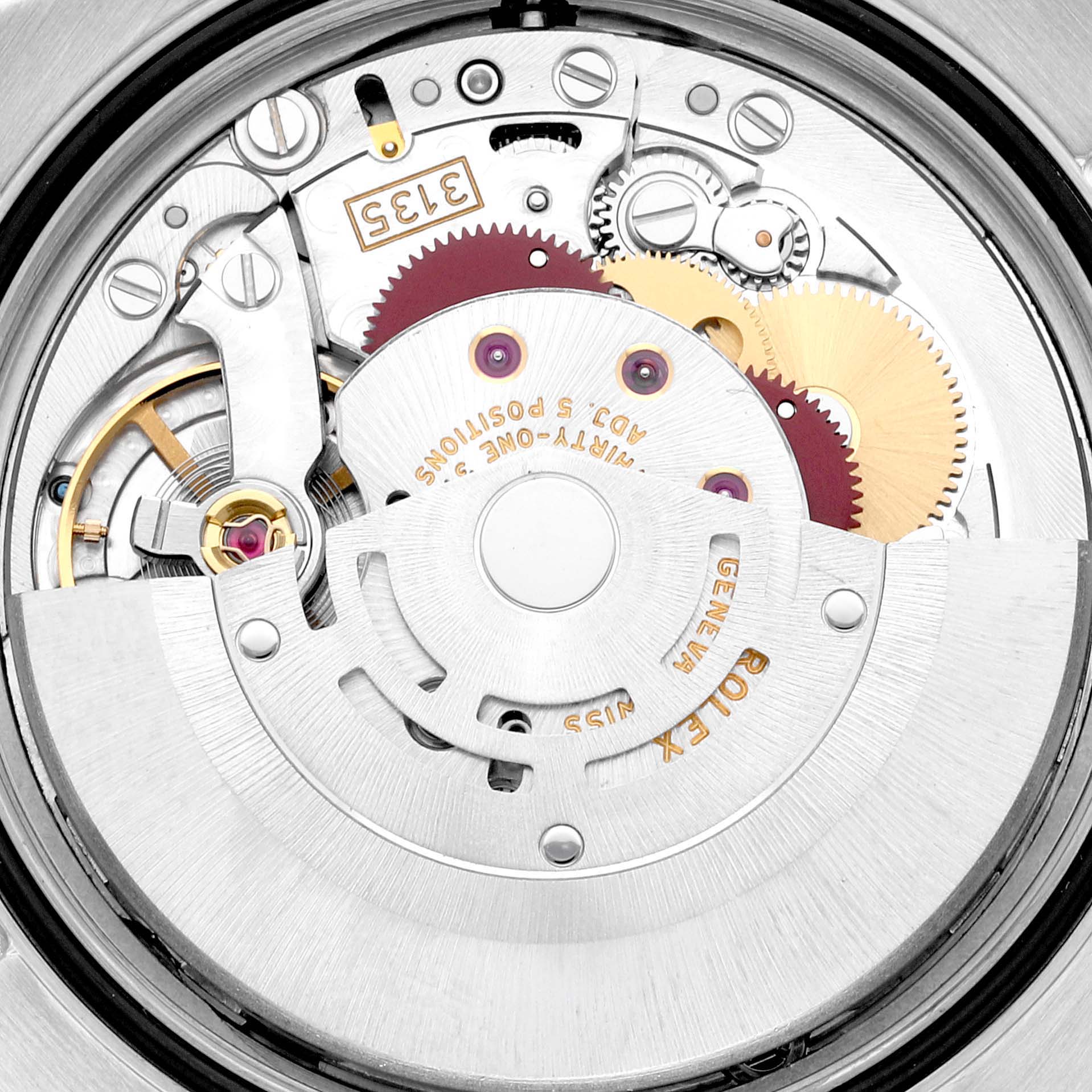 This image shows an overhead view of the intricate mechanics inside a Rolex Turn-o-Graph 116264 Men's Stainless Steel Black Dial 116264 Men's Stainless Steel Black Dial watch.