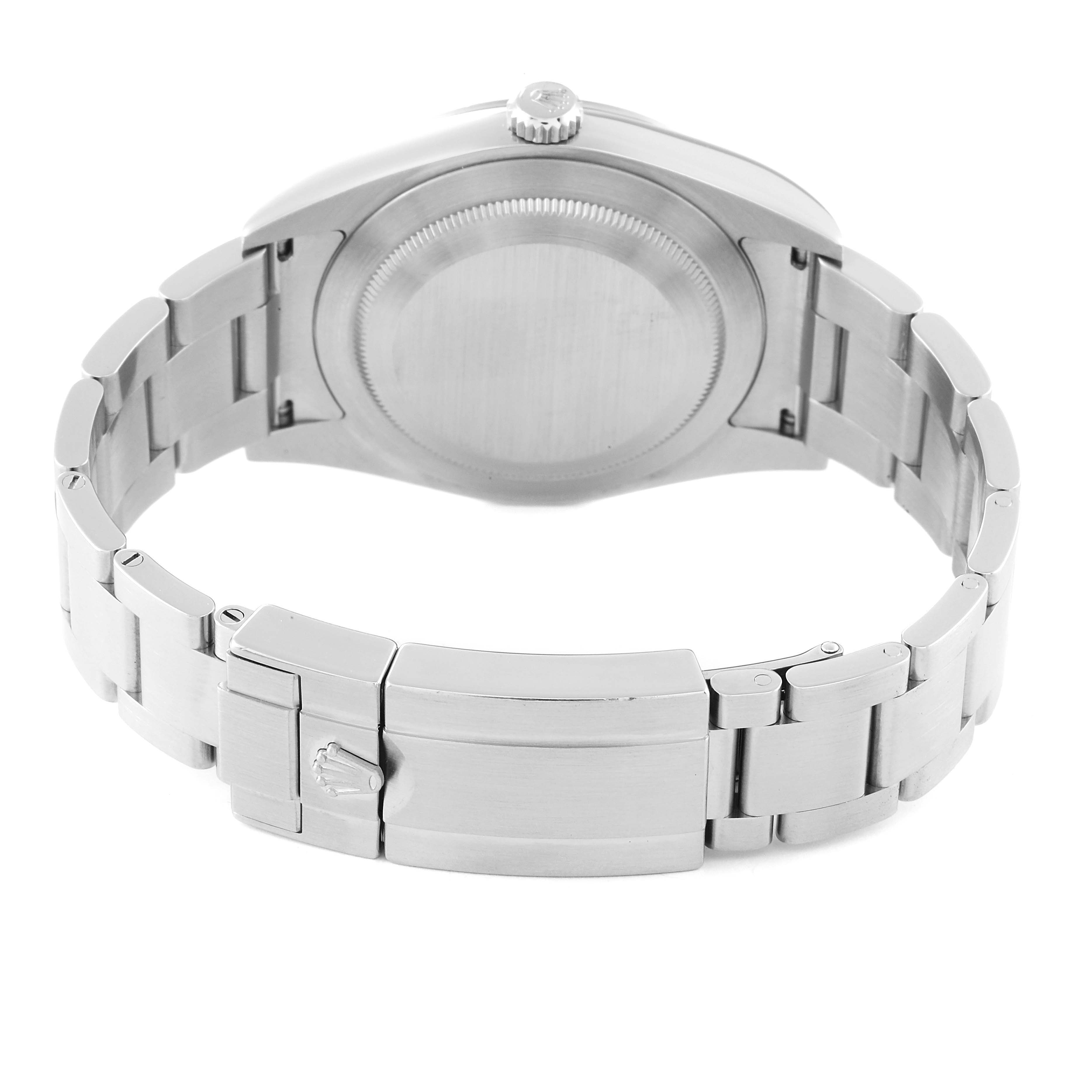 The image shows the back of the Rolex Explorer 214270 Men
s Stainless Steel Black Dial 214270 Men
s Stainless Steel Black Dial model watch, focusing on the bracelet and clasp.