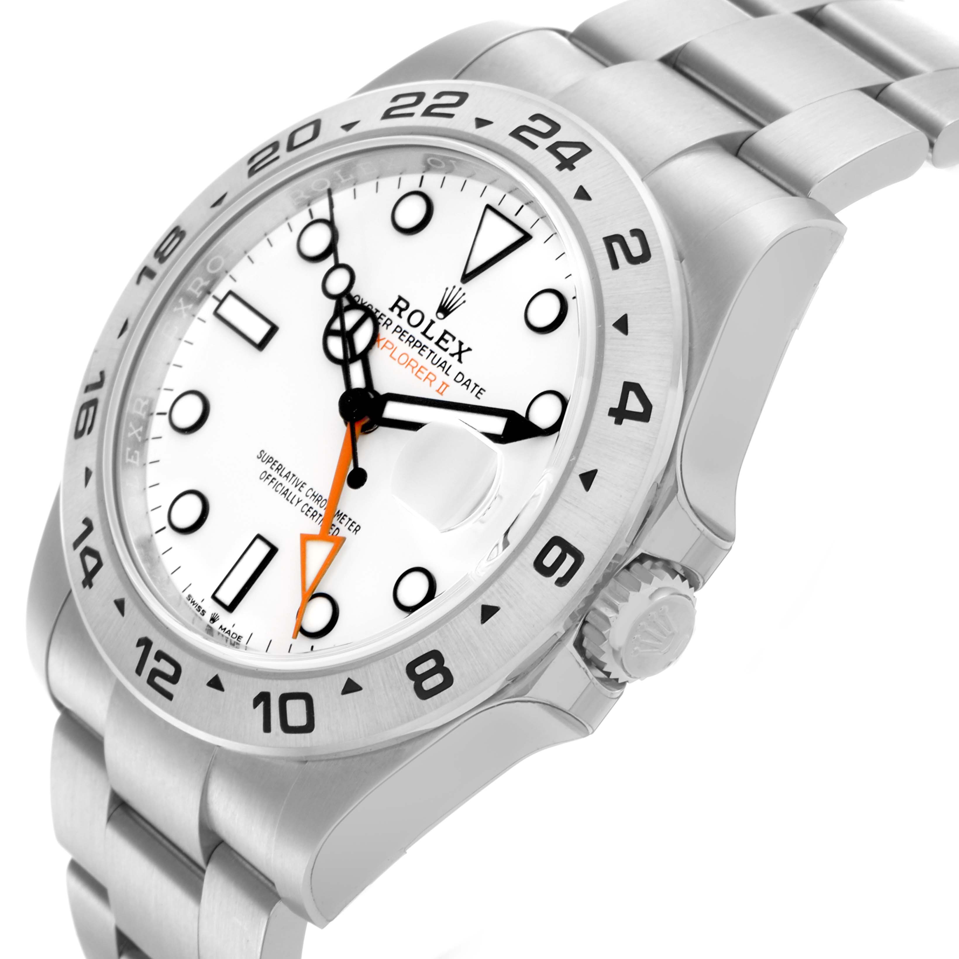 The image shows a Rolex Explorer 226570 Men's Stainless Steel White Dial 226570 Men's Stainless Steel White Dial watch at a three-quarter angle, highlighting the dial, bezel, crown, and bracelet.