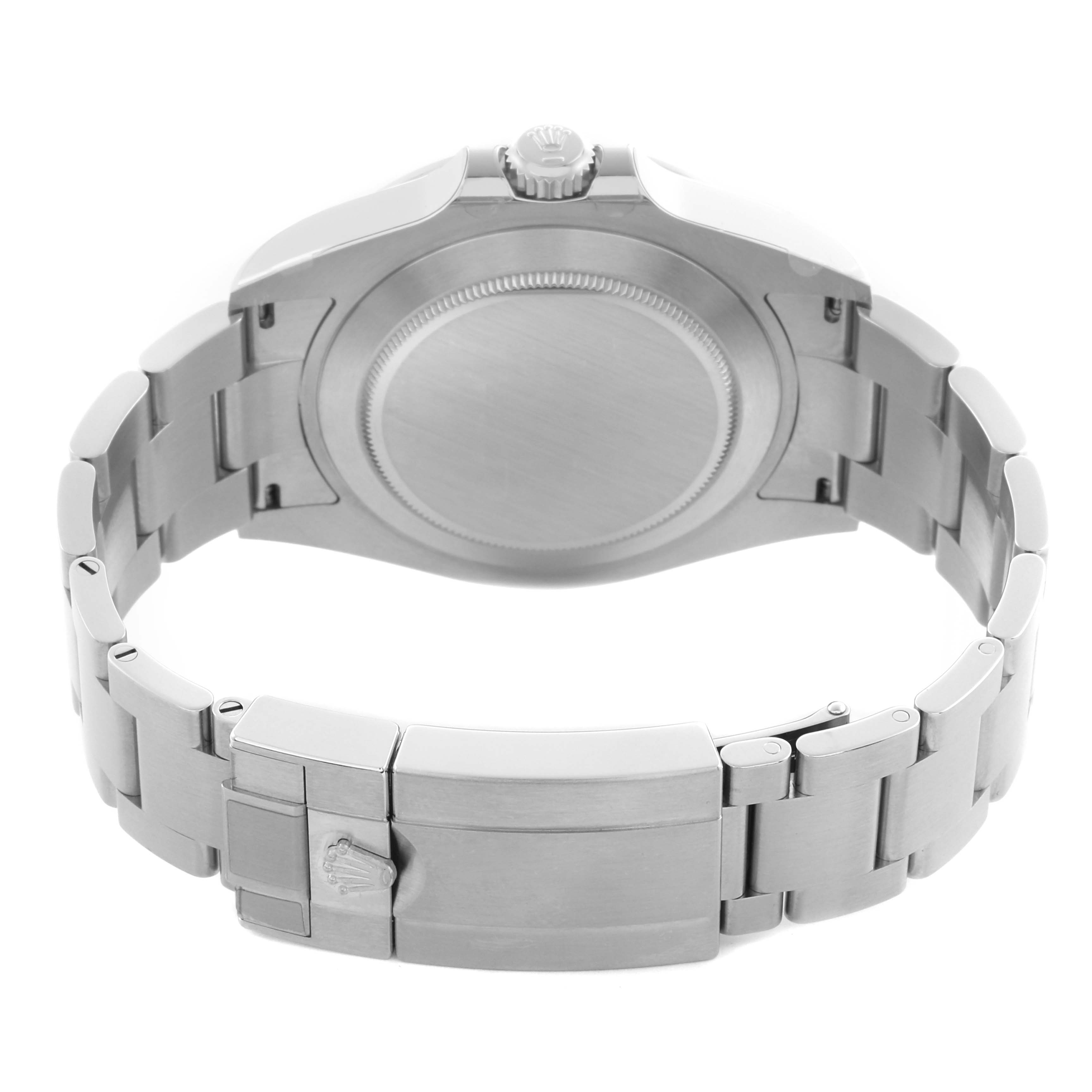 The image shows the back of a Rolex Explorer 226570 Men's Stainless Steel White Dial 226570 Men's Stainless Steel White Dial watch, highlighting the bracelet, clasp, and case back.