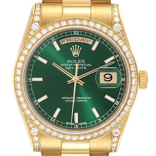 Photo of Rolex President Day-Date 36 Yellow Gold Diamond Mens Watch 118388 Box Card