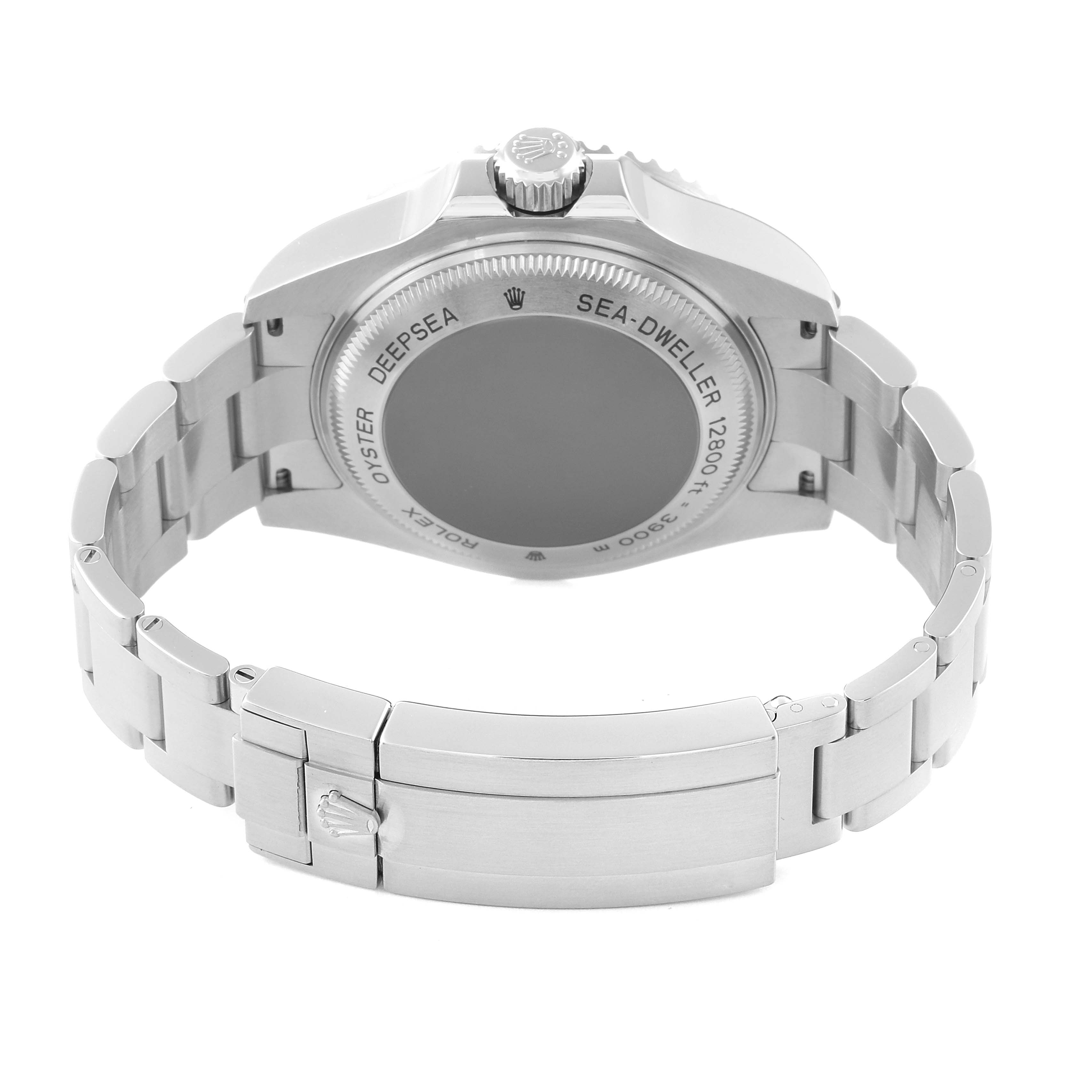 The image shows the back case and bracelet of the Rolex Sea-Dweller 116660 Men's Stainless Steel Blue Dial 116660 Men's Stainless Steel Blue Dial watch from a rear angle.