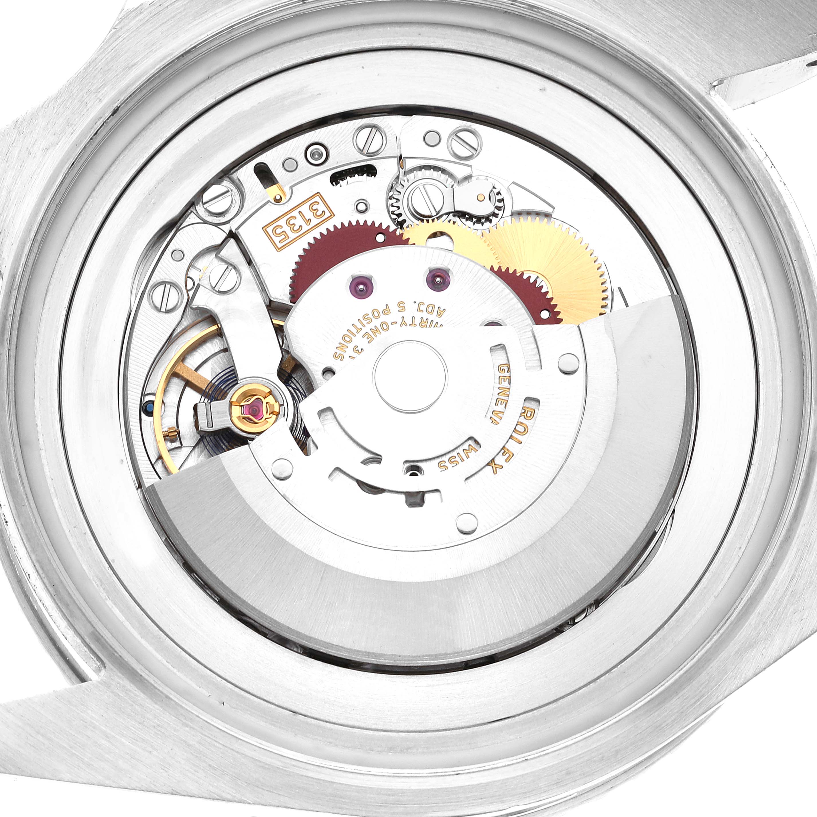 The image shows the internal mechanism of the Rolex Sea-Dweller 116660 Men's Stainless Steel Blue Dial 116660 Men's Stainless Steel Blue Dial watch from a case-back angle.