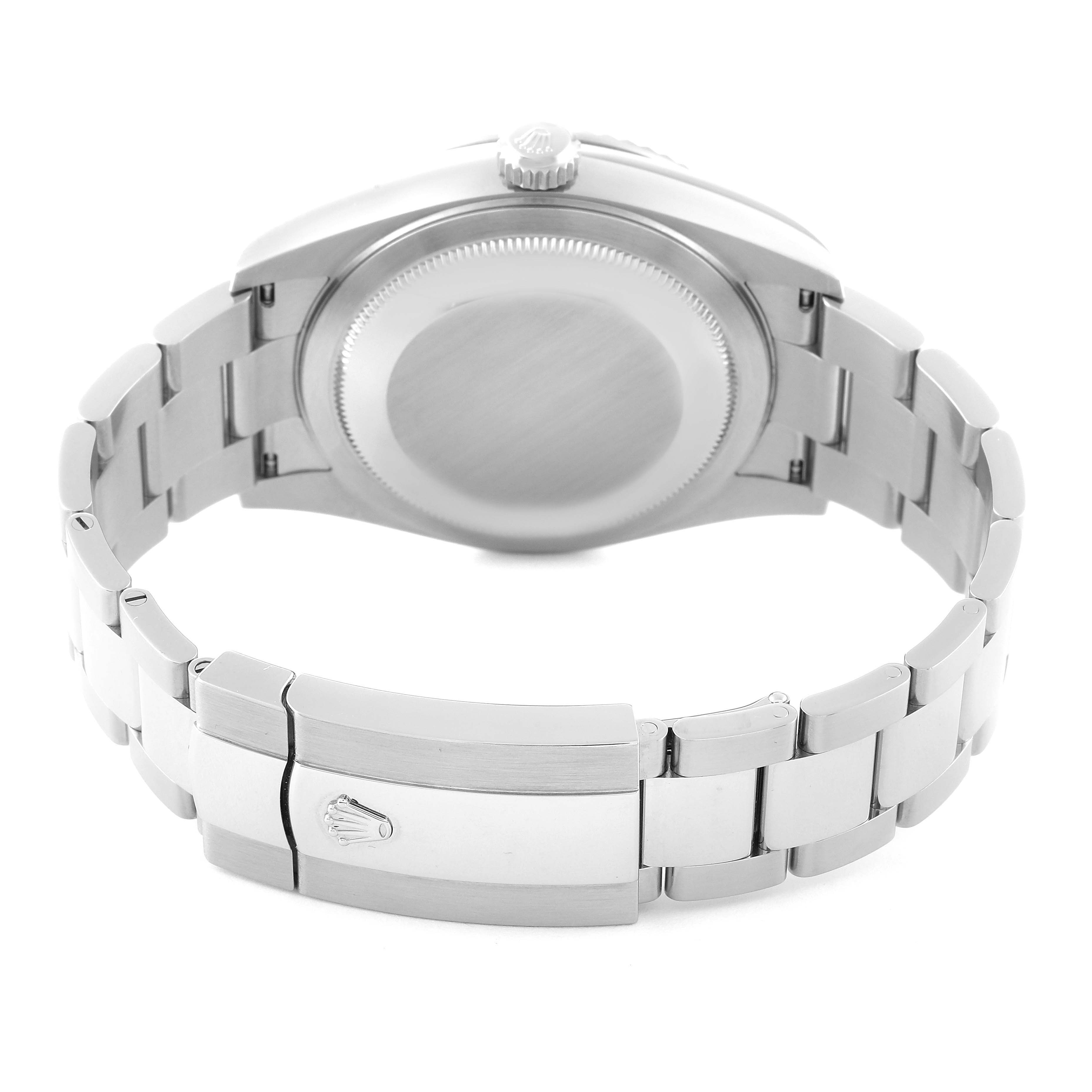 The image shows the back view of the Rolex Sky-Dweller 326934 Men's Stainless Steel Blue Dial 326934 Men's Stainless Steel Blue Dial, highlighting the case back, bracelet, and clasp.