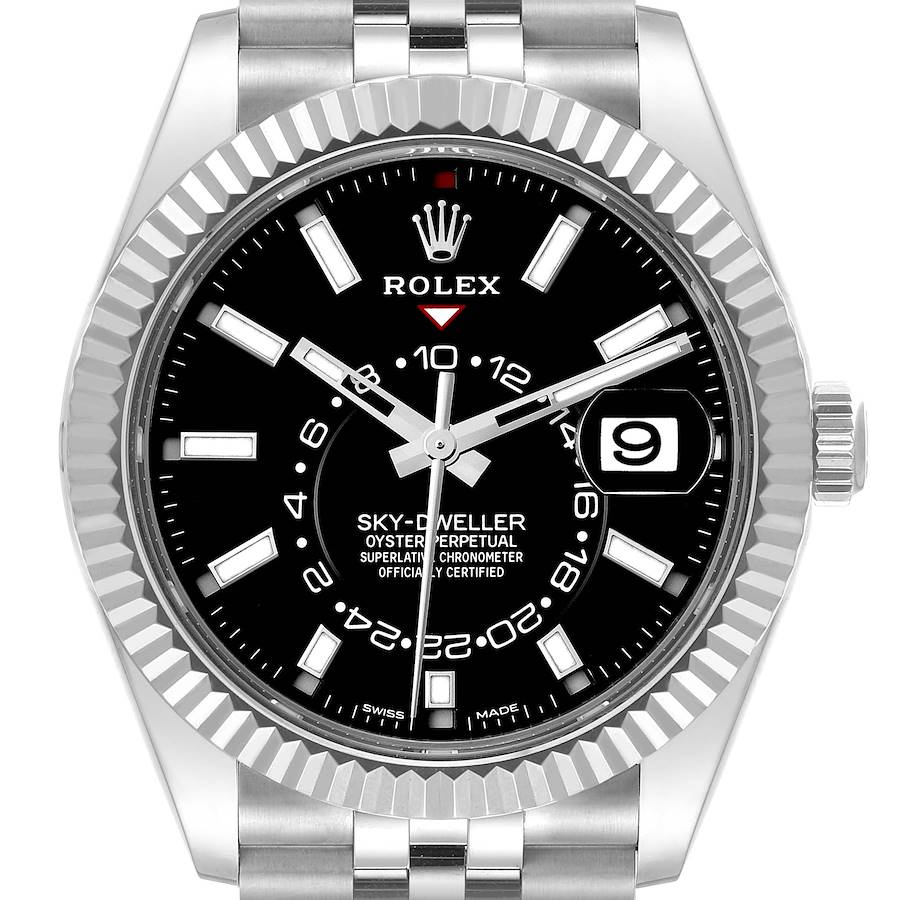 Rolex Sky-Dweller Steel White Gold Black Dial Mens Watch 326934 Unworn SwissWatchExpo