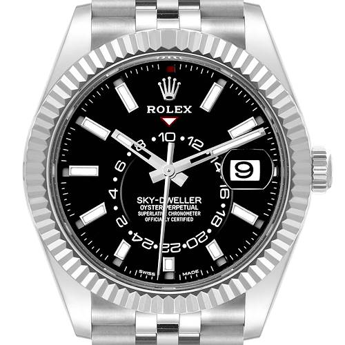 Photo of Rolex Sky-Dweller Steel White Gold Black Dial Mens Watch 326934 Unworn