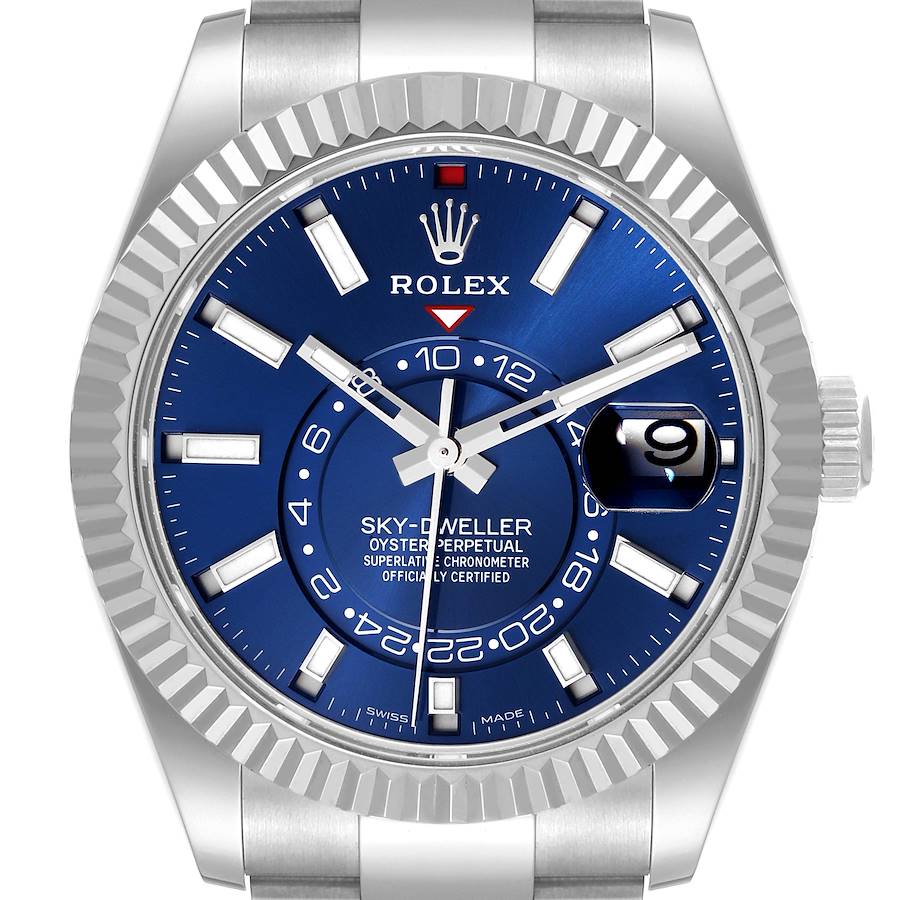 Rolex Sky-Dweller Steel White Gold Blue Dial Mens Watch 326934 Unworn SwissWatchExpo