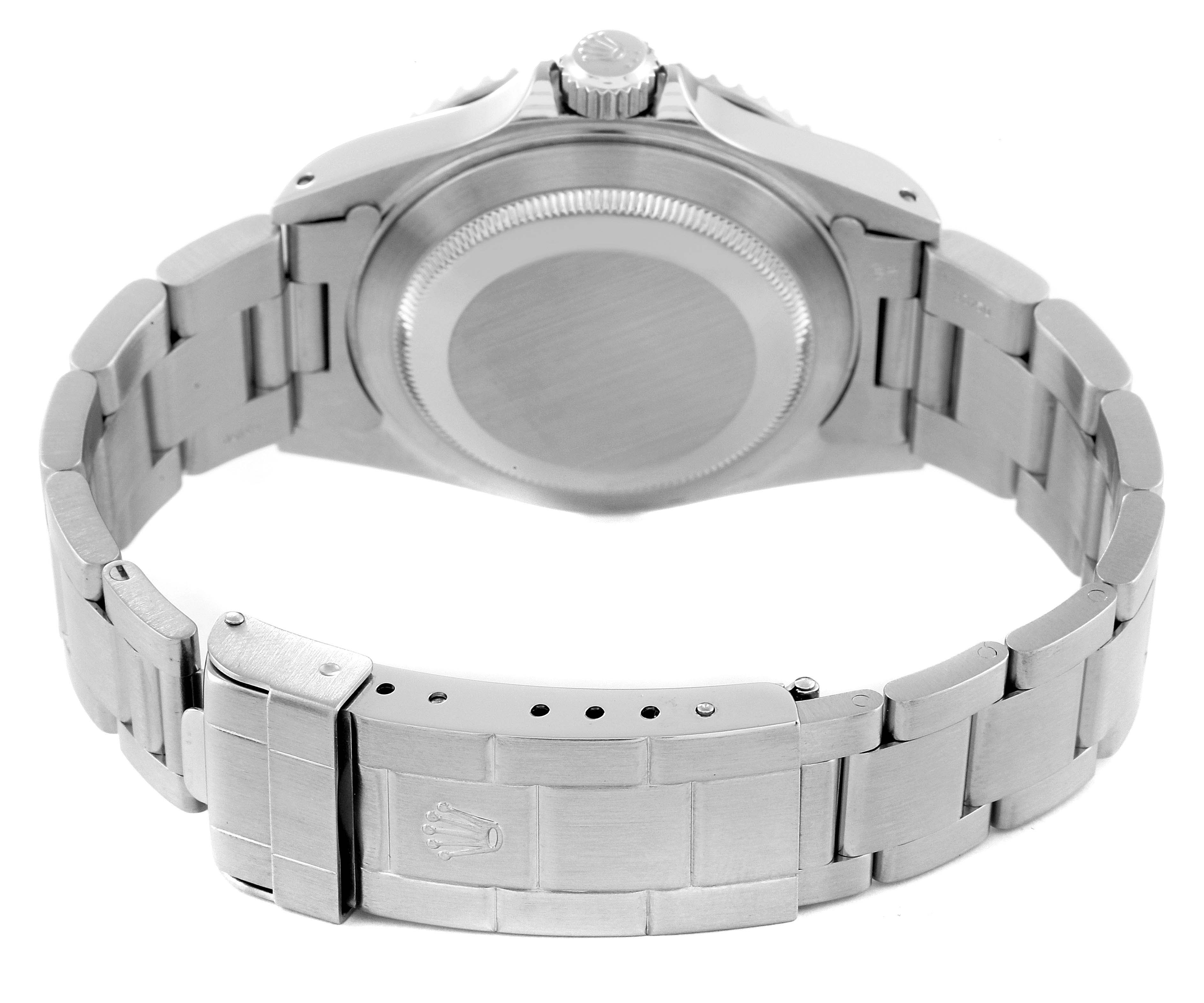 This image shows the back and bracelet of a Rolex Submariner 14060M Men's Stainless Steel Black Dial 14060M Men's Stainless Steel Black Dial watch from a rear angle.