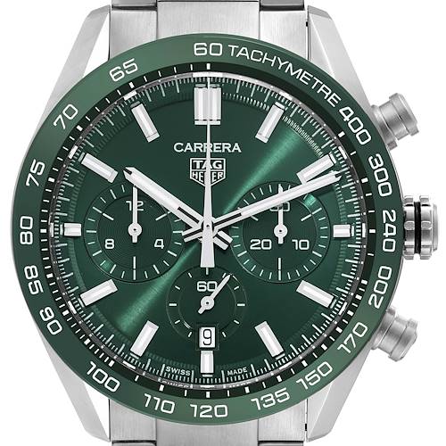 Photo of Tag Heuer Carrera Chronograph Green Dial Steel Mens Watch CBN2A1N Unworn