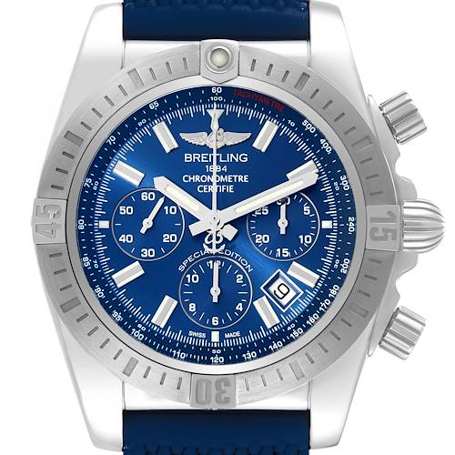 Photo of Breitling Chronomat 44 Airbourne Blue Dial Steel Mens Watch AB0115 Box Card