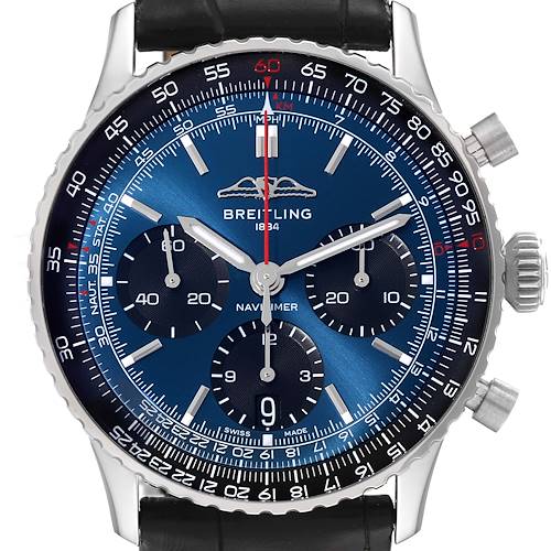 Photo of Breitling Navitimer B01 Chronograph 41 Blue Dial Steel Mens Watch AB0139