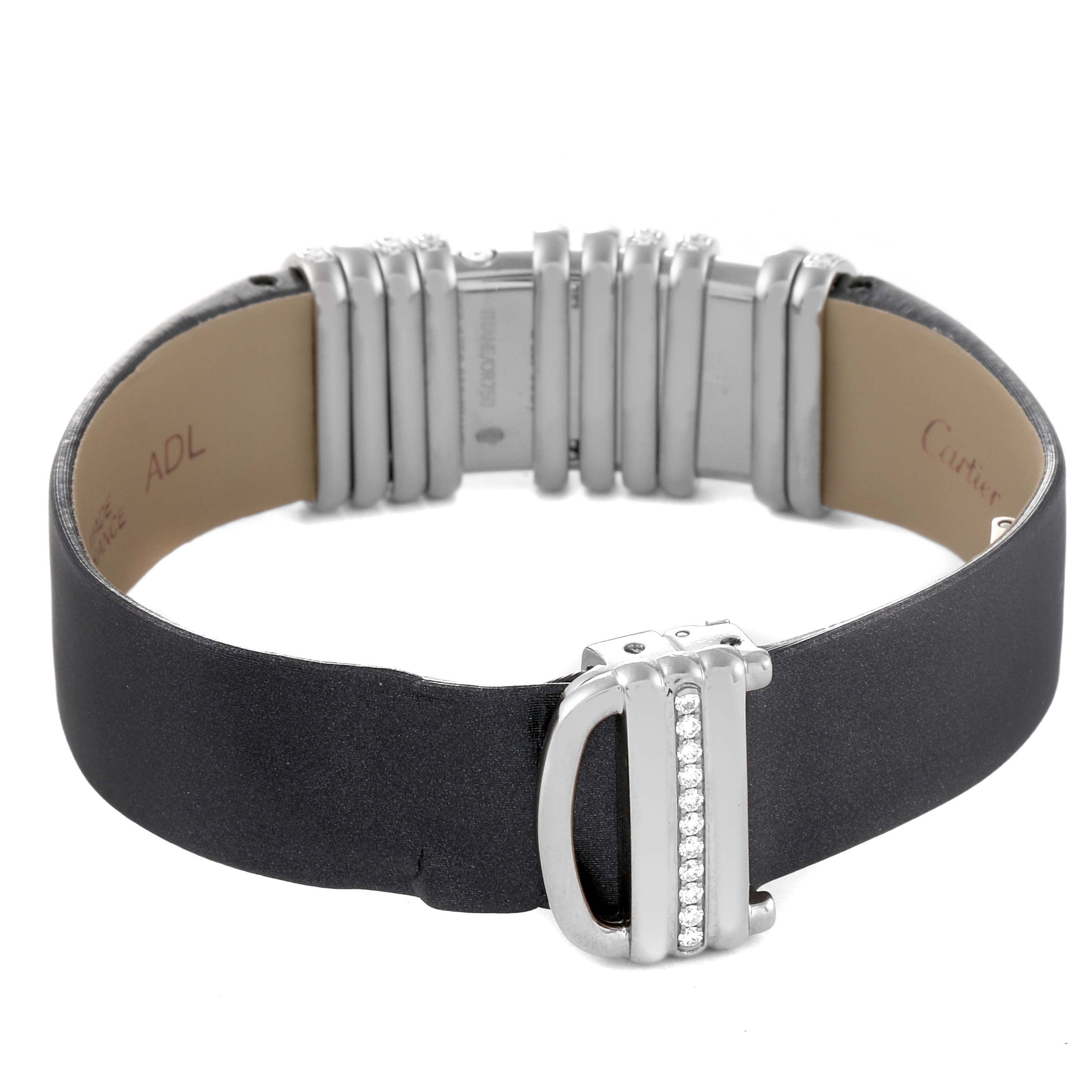 This image shows the band and clasp of a Cartier Declaration WT000450 Women's Titanium Silver Dial WT000450 Women's Titanium Silver Dial model watch, viewed from the rear.