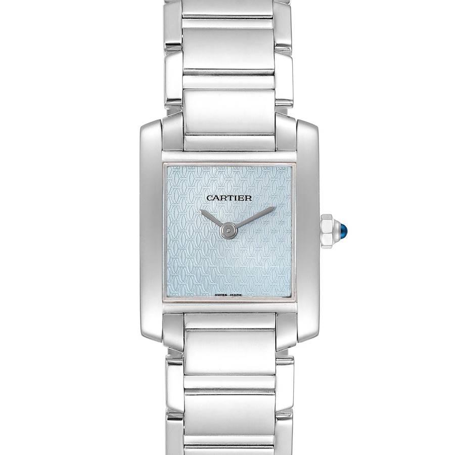 Cartier Tank Francaise Blue Dial White Gold Quartz Ladies Watch W50012S3 SwissWatchExpo