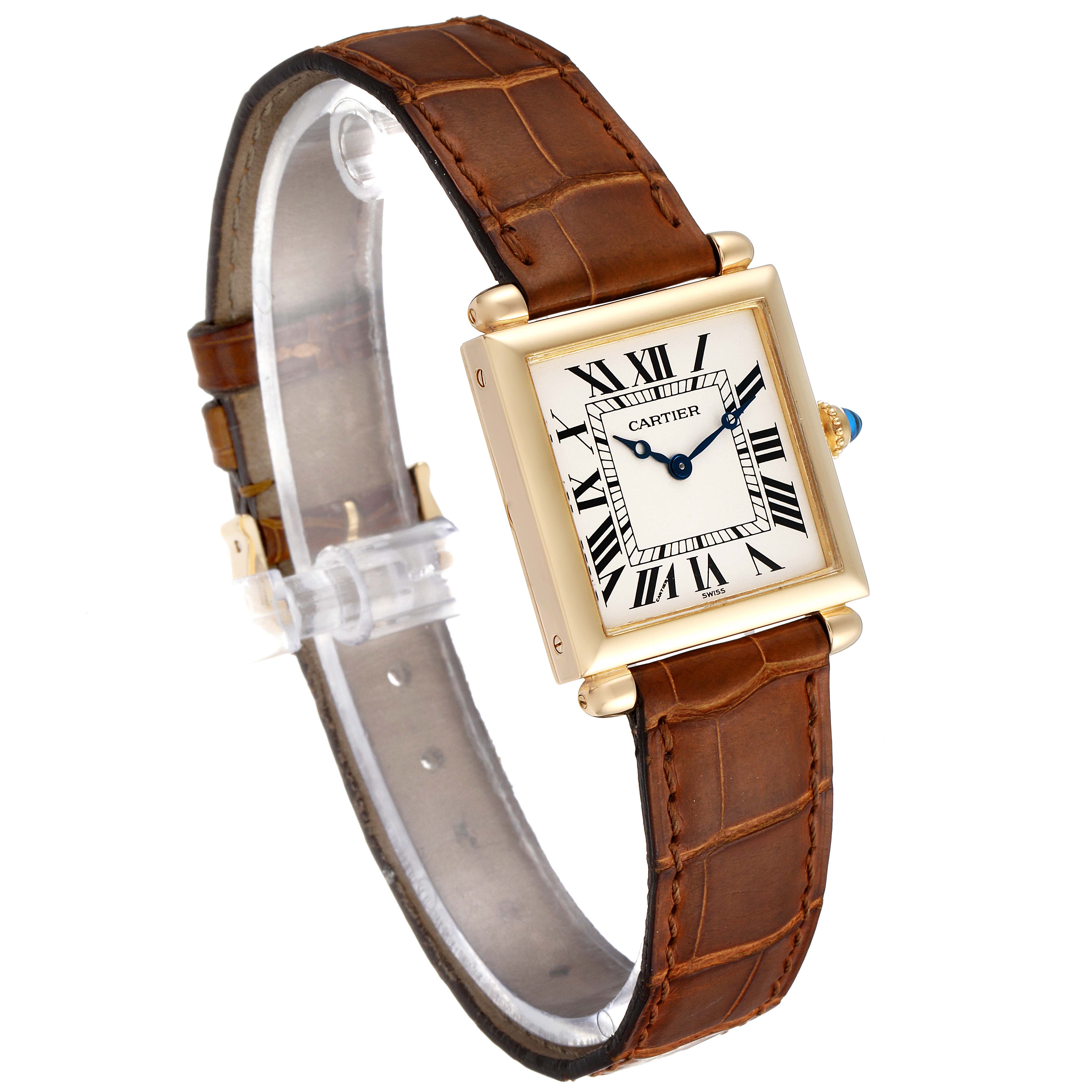 Cartier Tank Obus Silver Dial 18k Yellow Gold Ladies Watch 1630 ...