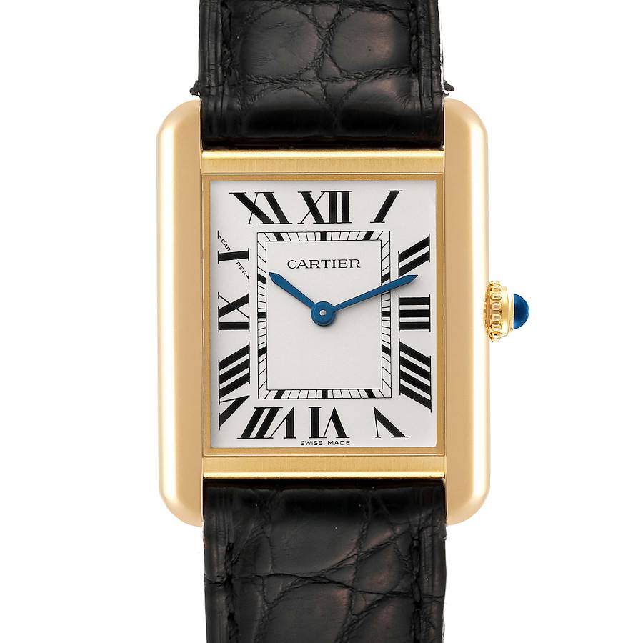 Cartier Tank Solo Yellow Gold Steel Silver Dial Ladies Watch W5200002 Card SwissWatchExpo