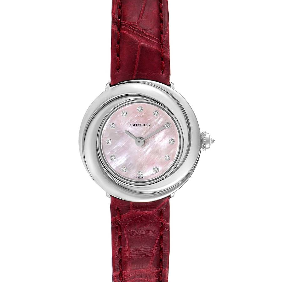 Cartier Trinity White Gold Mother of Pearl Diamond Dial Ladies Watch WG200846 SwissWatchExpo
