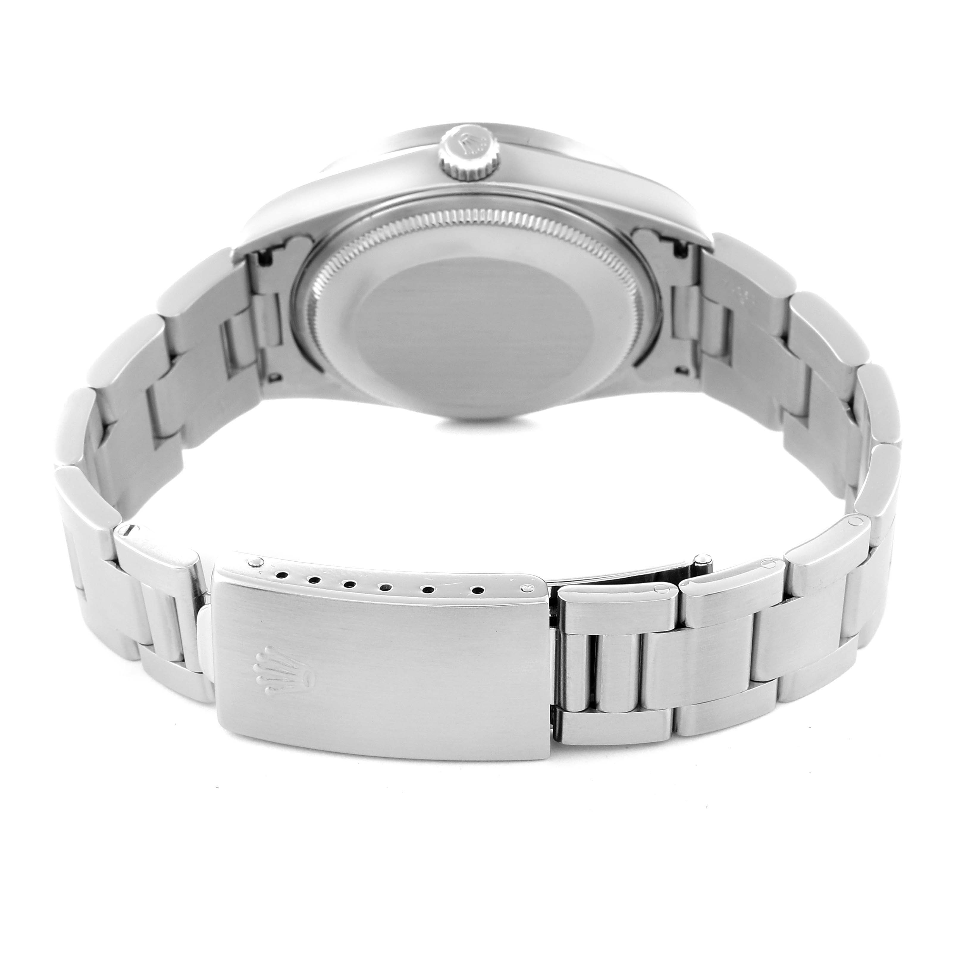 This image shows the back and bracelet of the Rolex Air-King 14010 Men's Stainless Steel White Dial 14010 Men's Stainless Steel White Dial watch.