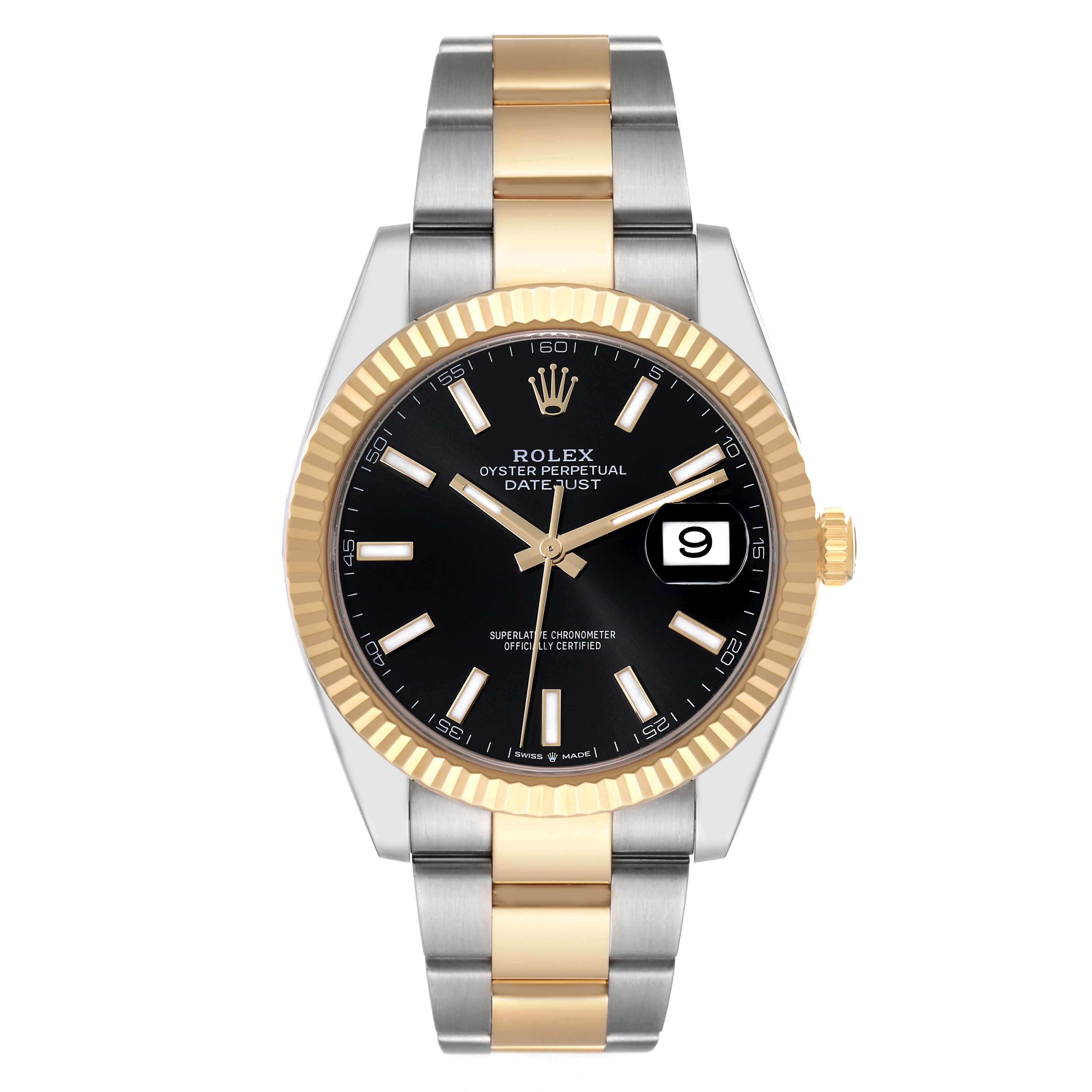 Rolex Datejust 41 Steel Yellow Gold Black Dial Mens Watch 126333 Box ...