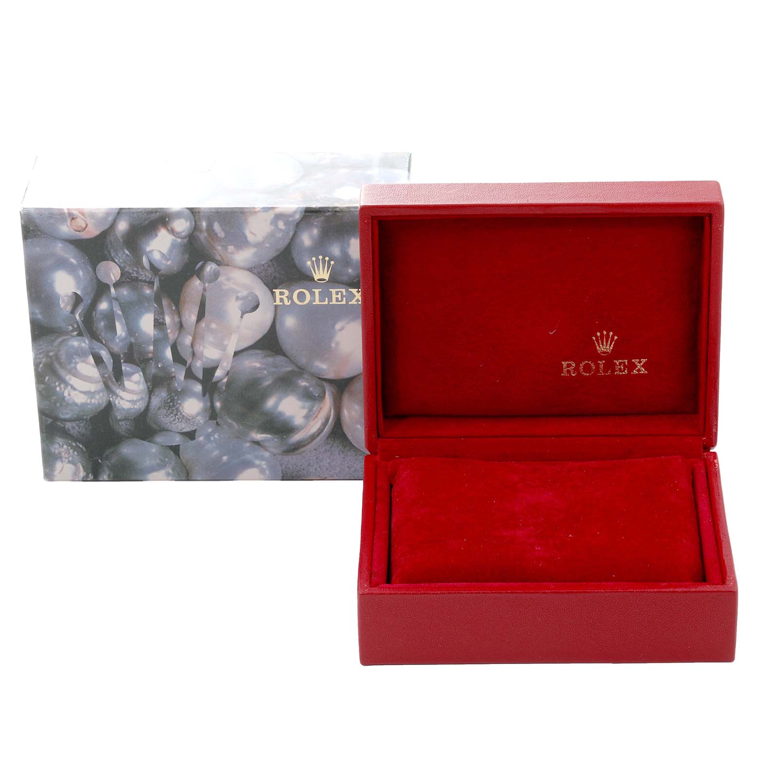 The image shows a Rolex Datejust 69173 Women's Steel and Gold (two tone) Champagne Dial 69173 Women's Steel and Gold (two tone) Champagne Dial watch box displayed next to an ornamental outer case.