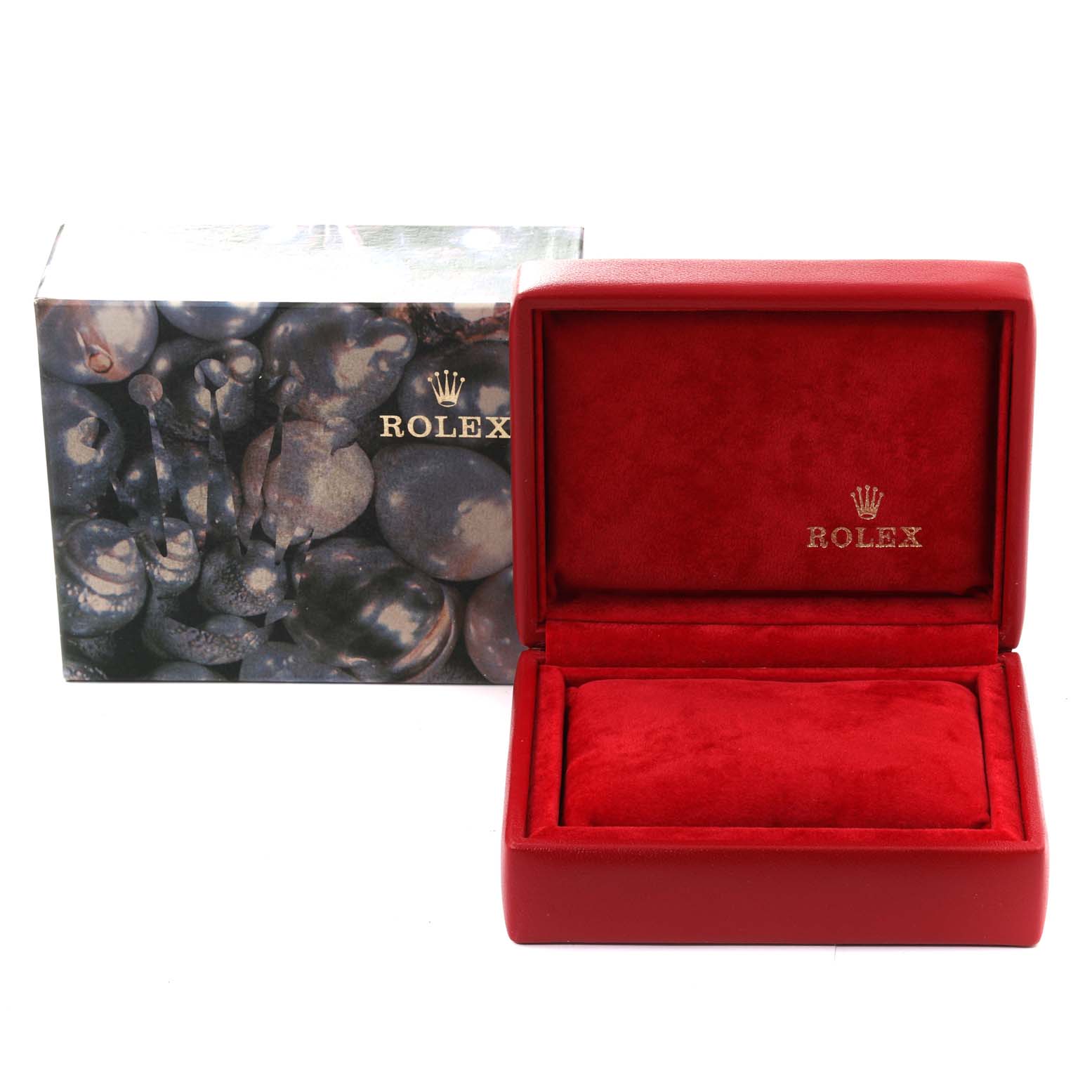 This image shows a Rolex Datejust 69173 Women's Steel and Gold (two tone) Champagne Dial 69173 Women's Steel and Gold (two tone) Champagne Dial model watch box and outer packaging at a straight-on angle.