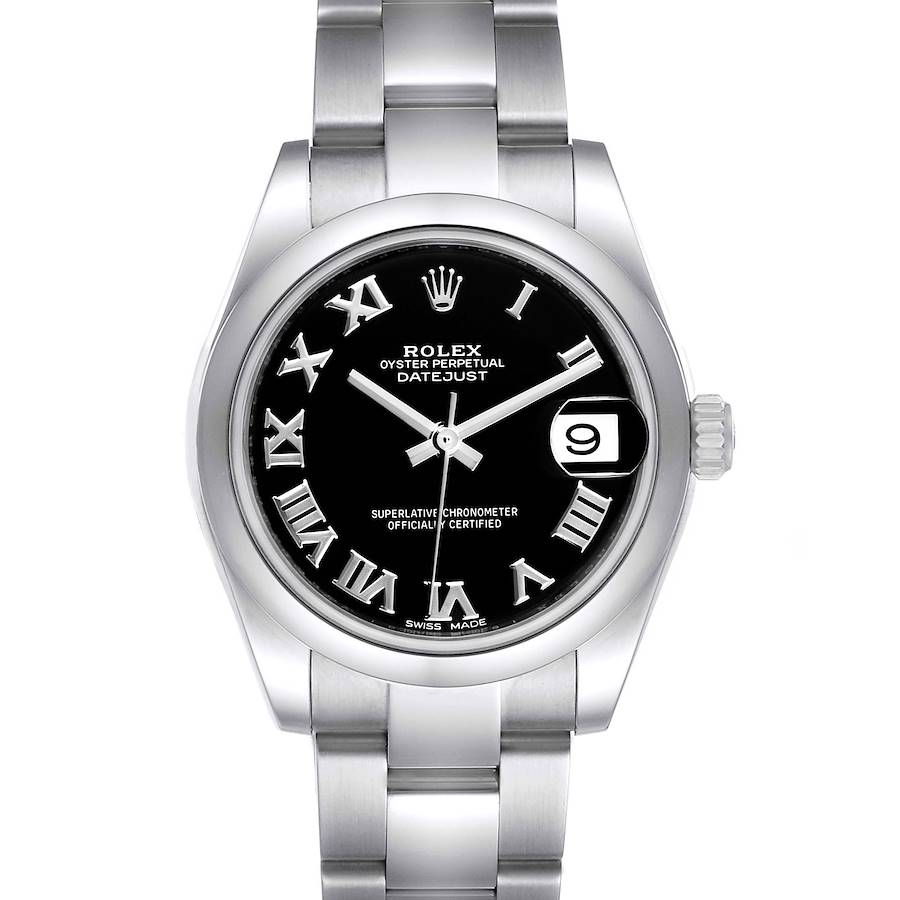 Rolex Datejust Midsize Black Dial Steel Ladies Watch 178240 SwissWatchExpo