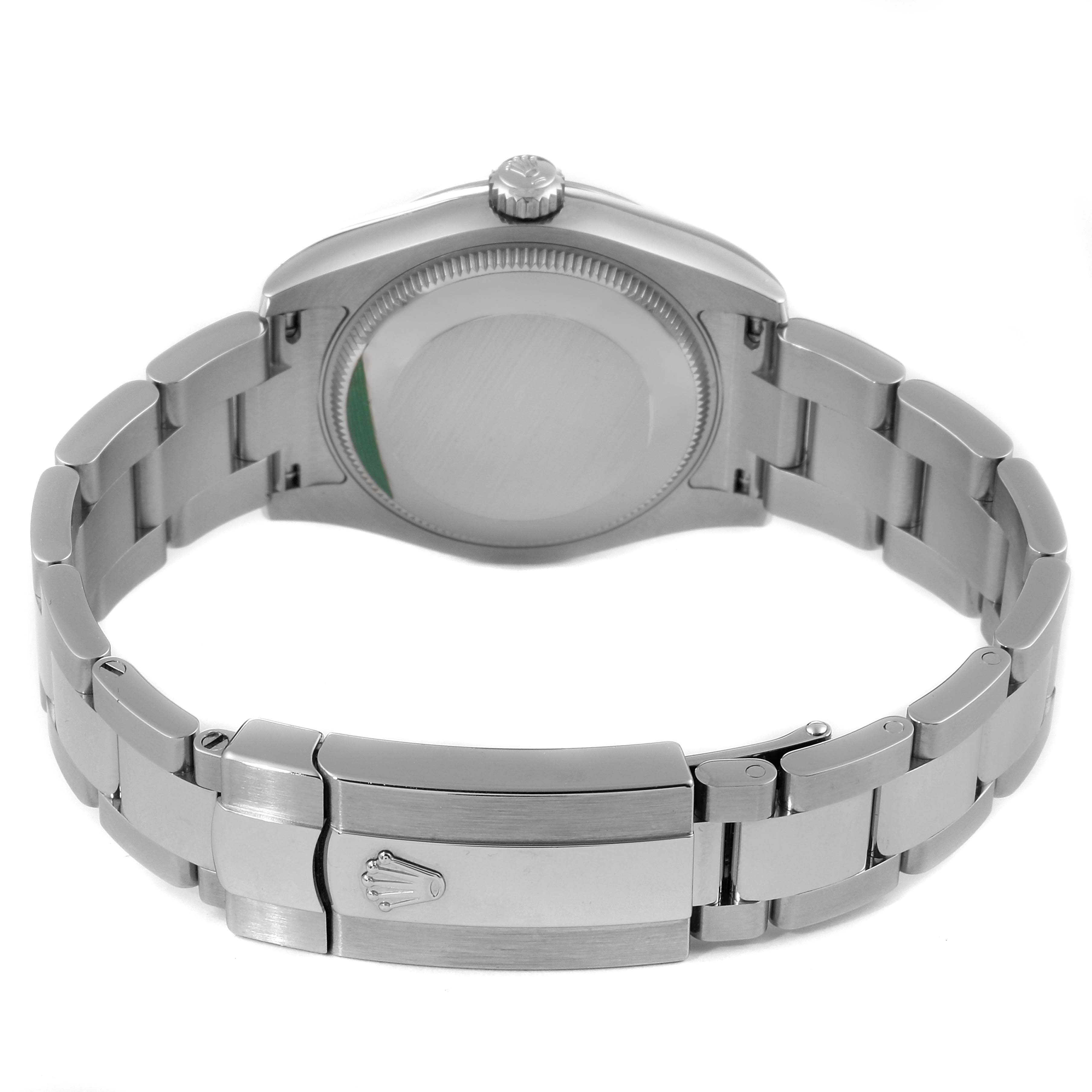 The image shows the case back and bracelet, including the clasp, of a Rolex Mid-Size 178240 Women's Stainless Steel Black Dial 178240 Women's Stainless Steel Black Dial model watch from the rear angle.